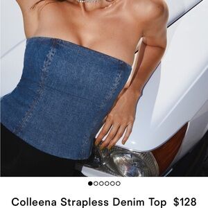 Reformation Colleena Strapless Denim Top